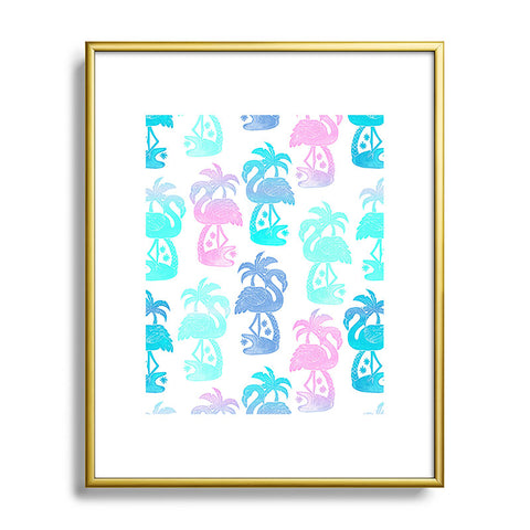 Dash and Ash Flamingo Fla Mango Metal Framed Art Print