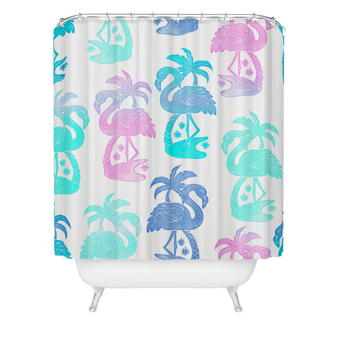 Dash and Ash Flamingo Fla Mango Shower Curtain