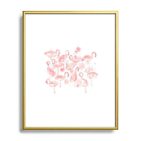 Dash and Ash Flamingo Friends Metal Framed Art Print