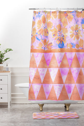 Dash and Ash Flora Fiesta 1 Shower Curtain And Mat