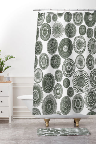 Dash and Ash globally green Shower Curtain And Mat