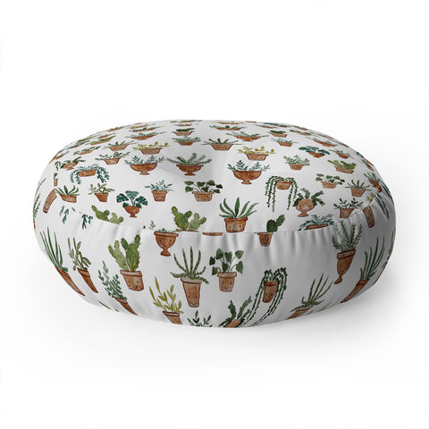 Dash and Ash Happy potted plants Floor Pillow Round