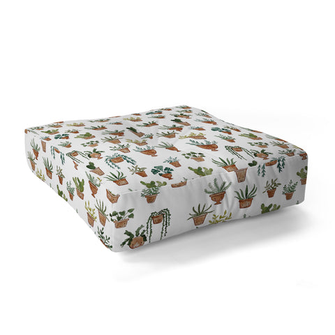 Dash and Ash Happy potted plants Floor Pillow Square