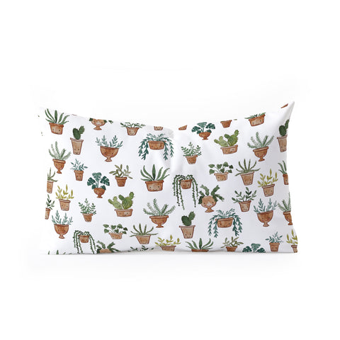 Dash and Ash Happy potted plants Oblong Throw Pillow