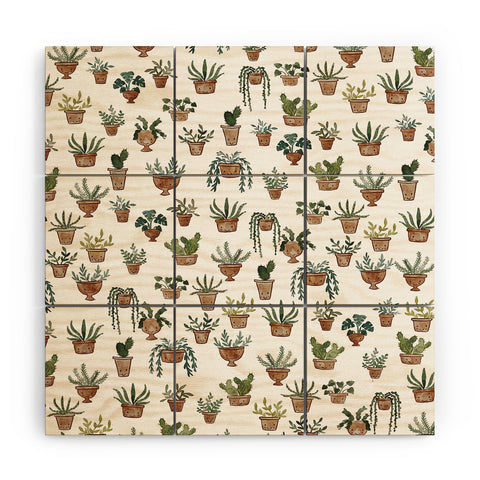 Dash and Ash Happy potted plants Wood Wall Mural