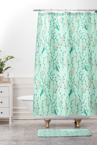 Dash and Ash Hello Hello Lovely Shower Curtain And Mat