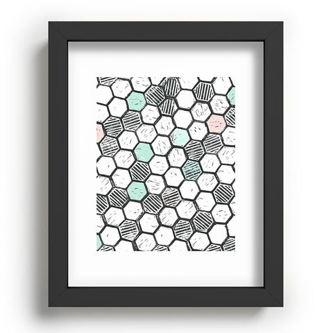 Dash and Ash Honeycomb block print Recessed Framing Rectangle