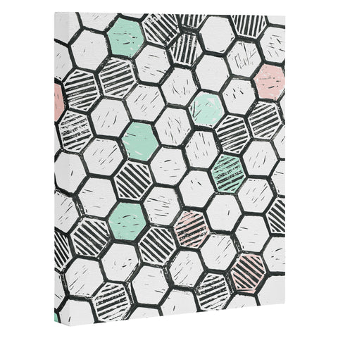 Dash and Ash Honeycomb block print Art Canvas