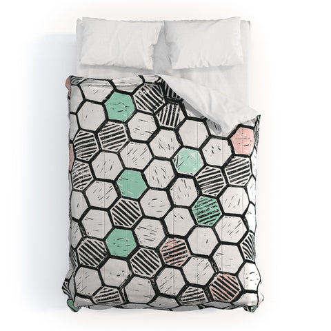 Dash and Ash Honeycomb block print Comforter