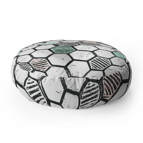 Dash and Ash Honeycomb block print Floor Pillow Round