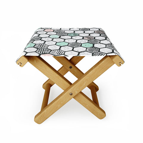 Dash and Ash Honeycomb block print Folding Stool