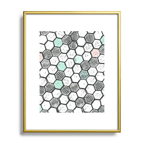 Dash and Ash Honeycomb block print Metal Framed Art Print