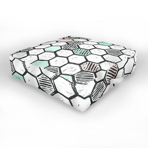 Dash and Ash Honeycomb block print Outdoor Floor Cushion