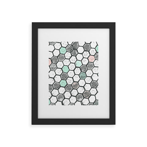 Dash and Ash Honeycomb block print Framed Art Print