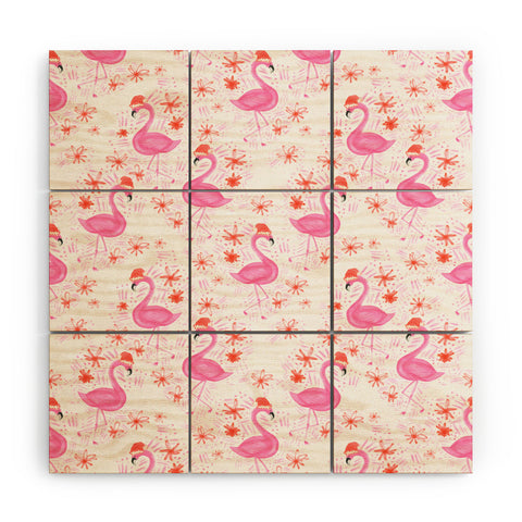 Dash and Ash Jolly Flamingo Wood Wall Mural