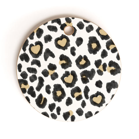 Dash and Ash Leopard Heart Cutting Board Round