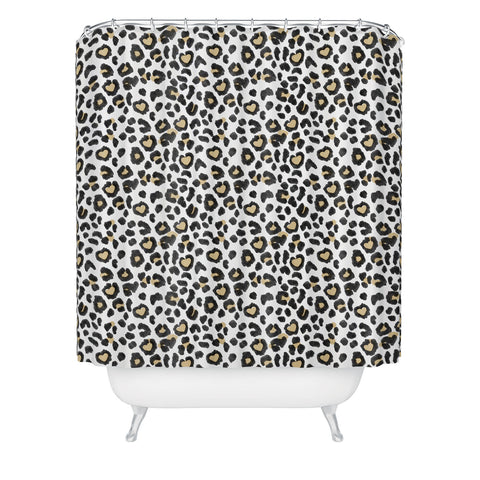 Dash and Ash Leopard Heart Shower Curtain
