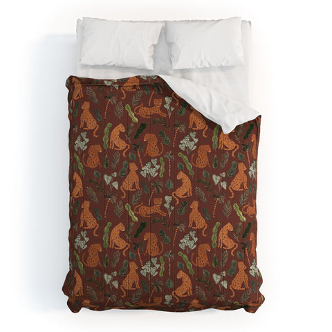 Dash and Ash Leopards and Plants Comforter