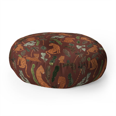 Dash and Ash Leopards and Plants Floor Pillow Round