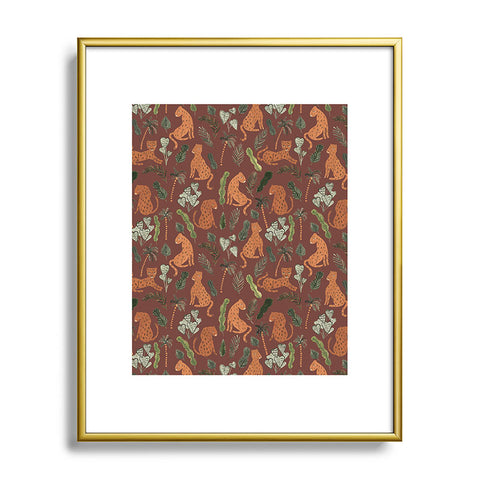 Dash and Ash Leopards and Plants Metal Framed Art Print