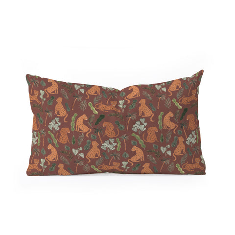 Dash and Ash Leopards and Plants Oblong Throw Pillow