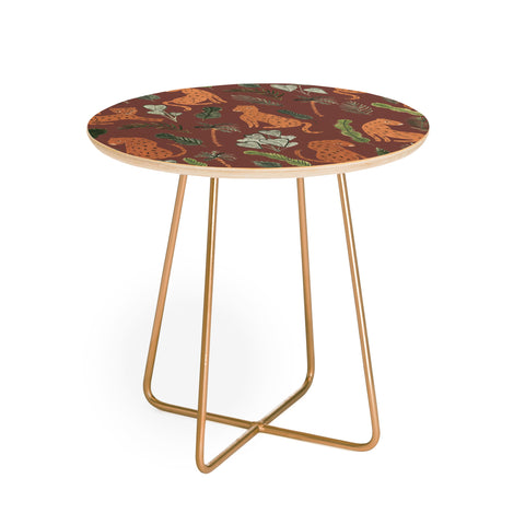 Dash and Ash Leopards and Plants Round Side Table