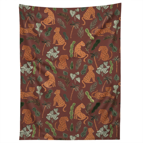 Dash and Ash Leopards and Plants Tapestry