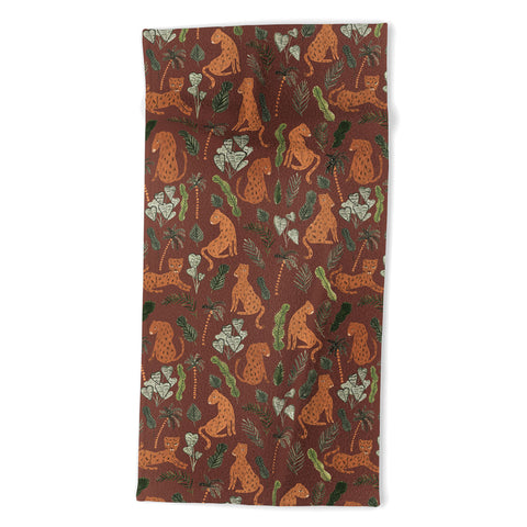Dash and Ash Leopards and Plants Beach Towel