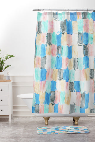 Dash and Ash Light Rain Shower Curtain And Mat