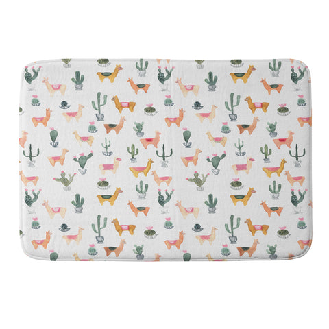 Dash and Ash Llamas and Plants Memory Foam Bath Mat