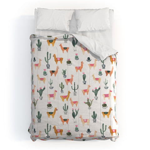 Dash and Ash Llamas and Plants Comforter