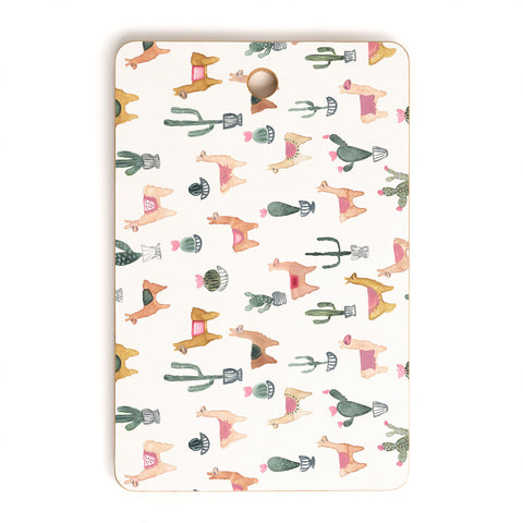 Dash and Ash Llamas and Plants Cutting Board Rectangle