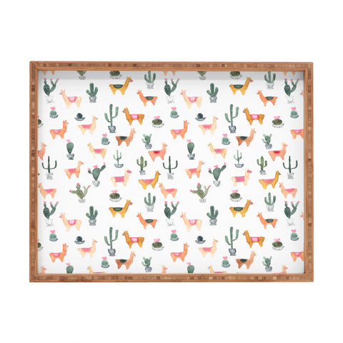 Dash and Ash Llamas and Plants Rectangular Tray