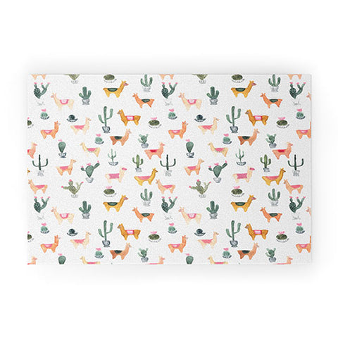 Dash and Ash Llamas and Plants Welcome Mat