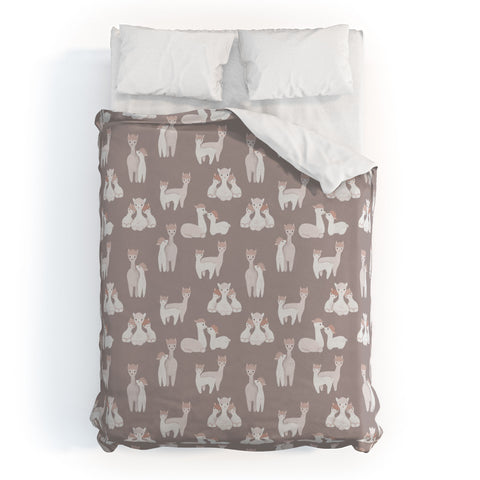 Dash and Ash Llamas and Their Mamas Duvet Cover