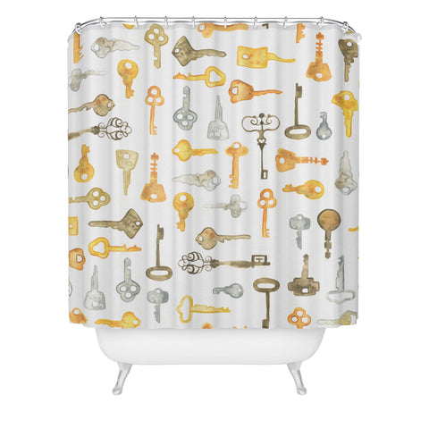 Dash and Ash Love Locked Shower Curtain