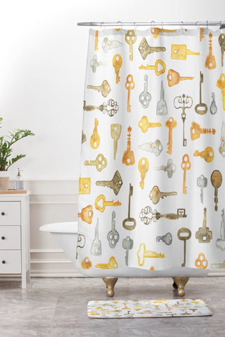 Dash and Ash Love Locked Shower Curtain And Mat