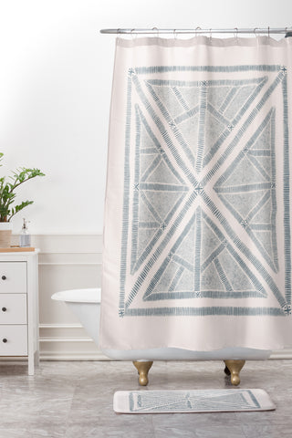 Dash and Ash Maria azul marino Shower Curtain And Mat