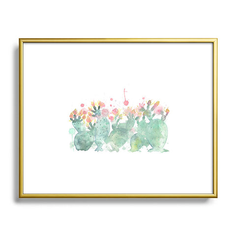 Dash and Ash Messy cactus Metal Framed Art Print