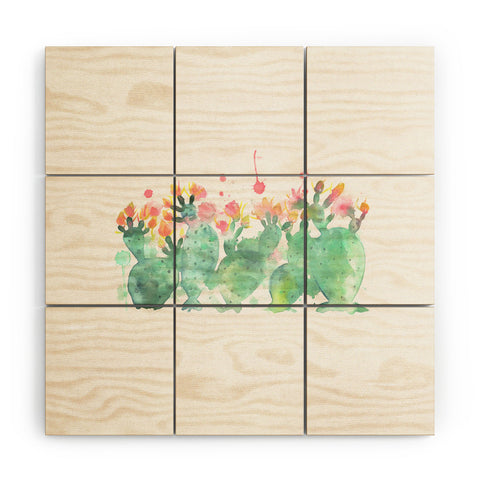 Dash and Ash Messy cactus Wood Wall Mural