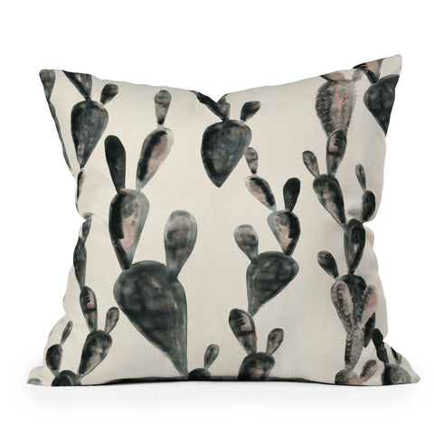Dash and Ash Midnight Cacti Throw Pillow