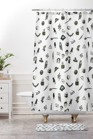 Dash and Ash Mischief Shower Curtain And Mat