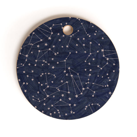 Dash and Ash Nights Sky in Navy Cutting Board Round