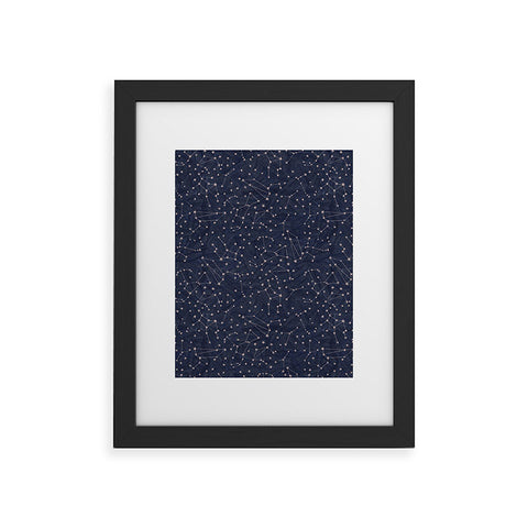 Dash and Ash Nights Sky in Navy Framed Art Print