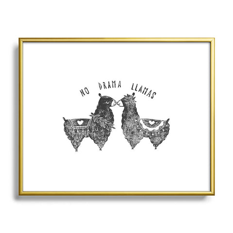 Dash and Ash No Drama Llamas Metal Framed Art Print