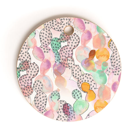 Dash and Ash Over the Rainbow Cactus Cutting Board Round