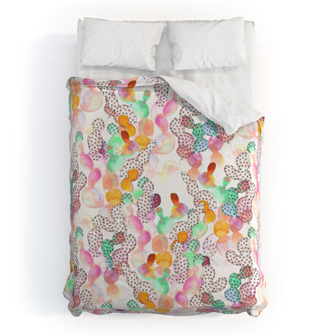 Dash and Ash Over the Rainbow Cactus Duvet Cover