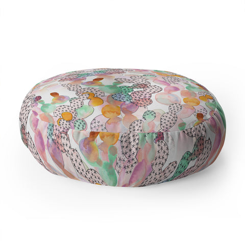 Dash and Ash Over the Rainbow Cactus Floor Pillow Round