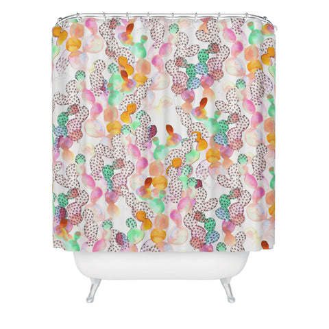Dash and Ash Over the Rainbow Cactus Shower Curtain