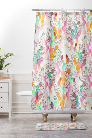 Dash and Ash Over the Rainbow Cactus Shower Curtain And Mat